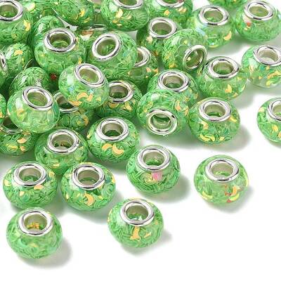 Transparent Resin Rondelle European Beads