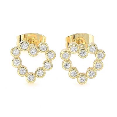 Brass Micro Pave Cubic Zirconia Stud Earrings