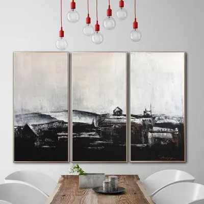 Abstract Contemporary Painting Oversized Black And White Wall Art | VILLAGE HISTORY