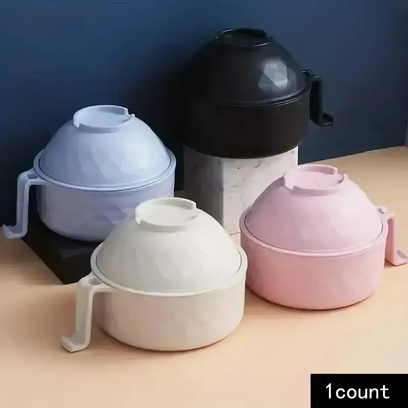 Instant Noodle Bowl with Chopsticks & Fork & Spoon, 1 Count 2 in 1 Ramen Noodles Bowl with Handle, Multipurpose Tableware for...