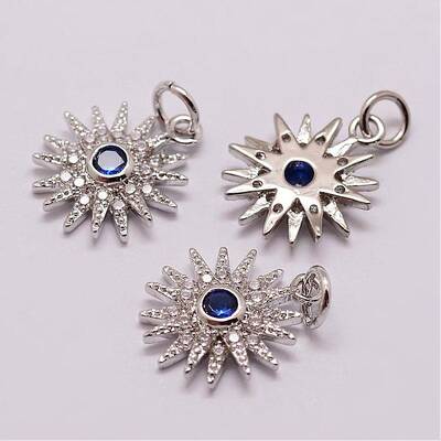Brass Micro Pave Cubic Zirconia Charms