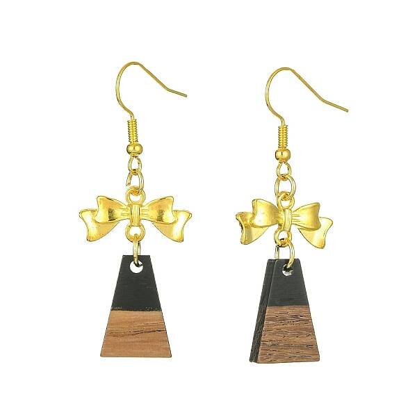 Resin & Walnut Wood Dangle Earrings