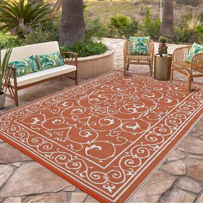 Garvee 9x12 Outdoor Rug Plastic Straw Waterproof Reversible Lightweight Foldable Patio Camping Beach Mat