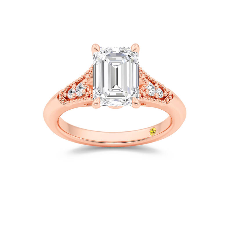 Lily Art Deco Emerald Cut Lab Grown Diamond Engagement Ring | 10K Rose Gold 3 3/5 CT. TW.