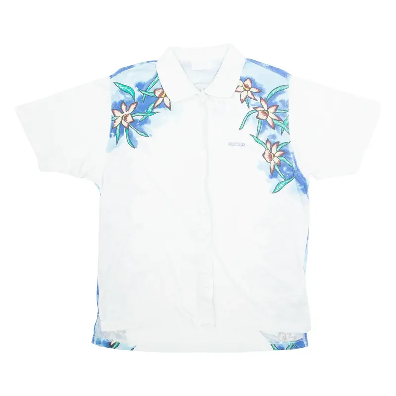 ADIDAS Womens Hawaiian Shirt White Floral M
