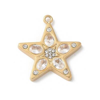 304 Stainless Steel Rhinestone Pendants