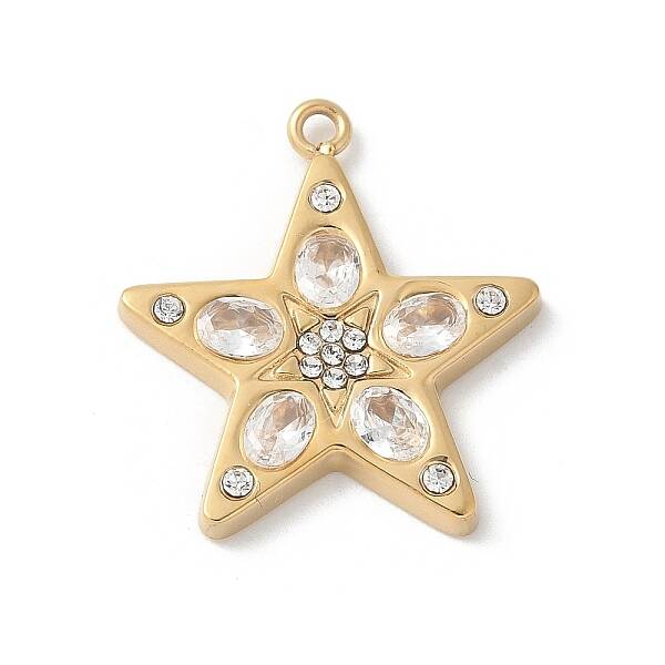 304 Stainless Steel Rhinestone Pendants