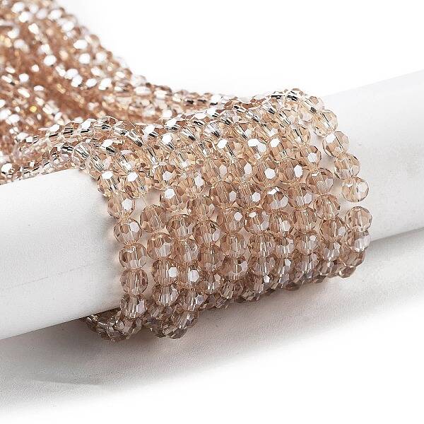 Electroplate Transparent Glass Beads Strands