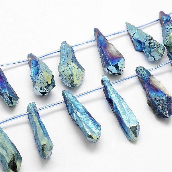 Electroplated Natural Quartz Crystal Beads Strands
