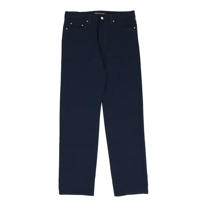Vintage Versace Trousers - 32W UK 12 Blue Nylon