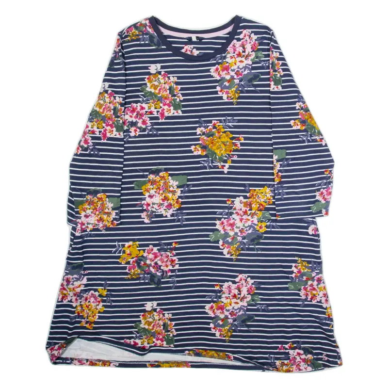 JOULES Womens Shift Dress Blue Striped Long Sleeve Knee Length L