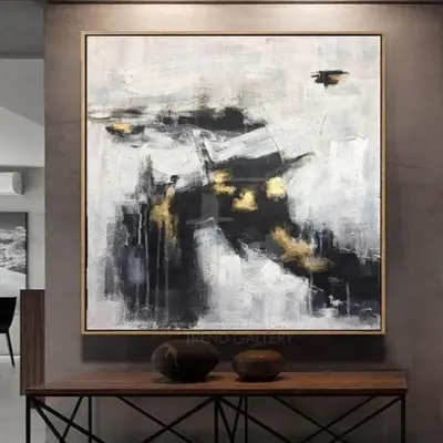 Large Oil Painting Original Abstract Canvas Wall Art Black And White Canvas Art | WINTER GAMES
