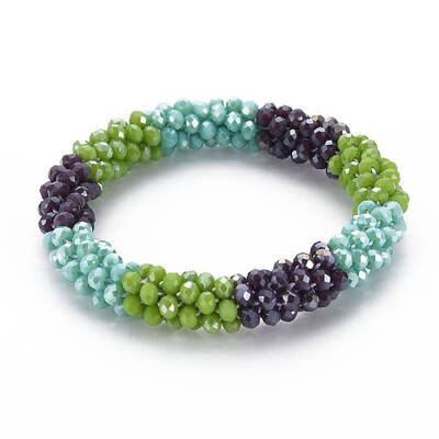 Crochet Glass Beads Braided Stretch Bracelet