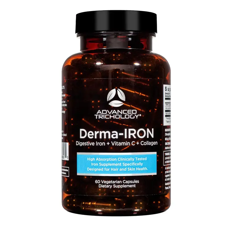 Derma-Iron Supplement for Women and Men - Iron blood builder pills for hair and skin with Collagen and natural Vitamin C, low...