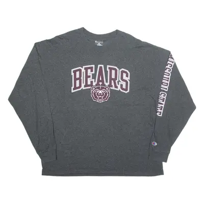 CHAMPION Missouri Bears Football Mens T-Shirt Grey Long Sleeve USA 2XL