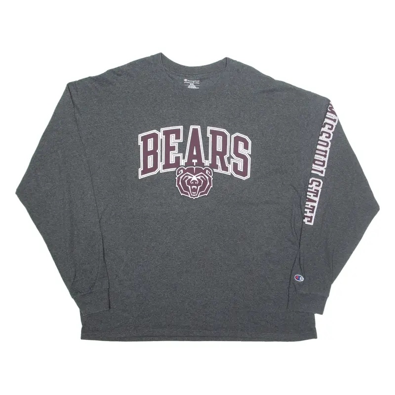 CHAMPION Missouri Bears Football Mens T-Shirt Grey Long Sleeve USA 2XL
