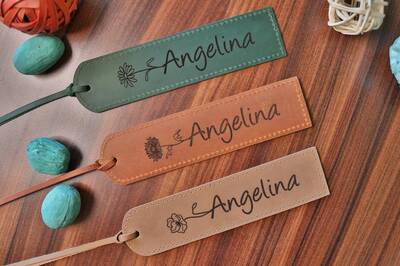 Birth Month Flower Leather Bookmark , Real Leather, Same Day Shipping, Free Shipping US