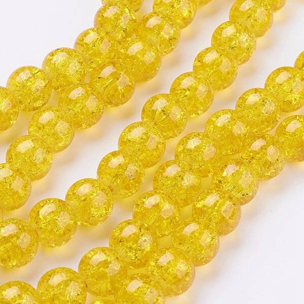 Spray Painted Crackle Glass Beads Strands