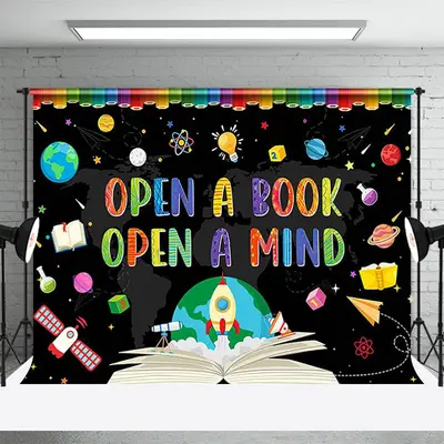 Space Earth Book Planet Star World Book Day Backdrop - Aperturee