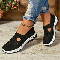 5-11.5 Women's Cut-Out Sneakers - Breathable & Lightweight Slip-On Walking Shoes, Non-Slip Soft Sole, Comfortable Fabric Lini...