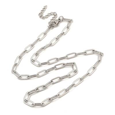 Non-Tarnish 304 Stainless Steel Paperclip Chain Necklace for Women