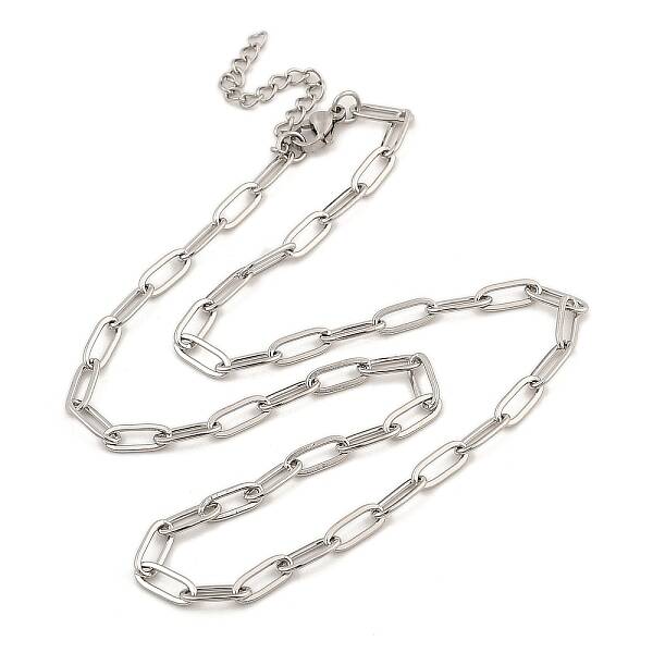 Non-Tarnish 304 Stainless Steel Paperclip Chain Necklace for Women
