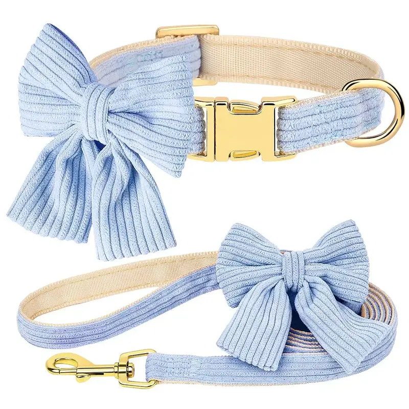 Bowknot Decor Pet Collar with Leash, 1 Count Soft and Comfortable Dog Collar, Fashionable Pet Collar for Small Medium Dogs