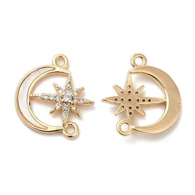 Brass Micro Pave Clear Cubic Zirconia Connector Charms