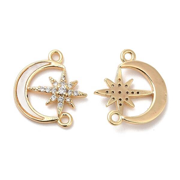 Brass Micro Pave Clear Cubic Zirconia Connector Charms