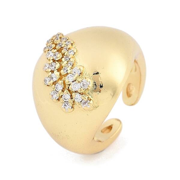 Brass Micro Pave Cubic Zirconia Cuff Rings