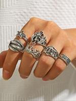 Punk Style Star & Skull Pattern Ring, Fashion Accessories for Both Men & Women for Party, Daily Clothing Decor, Trendy All-ma...