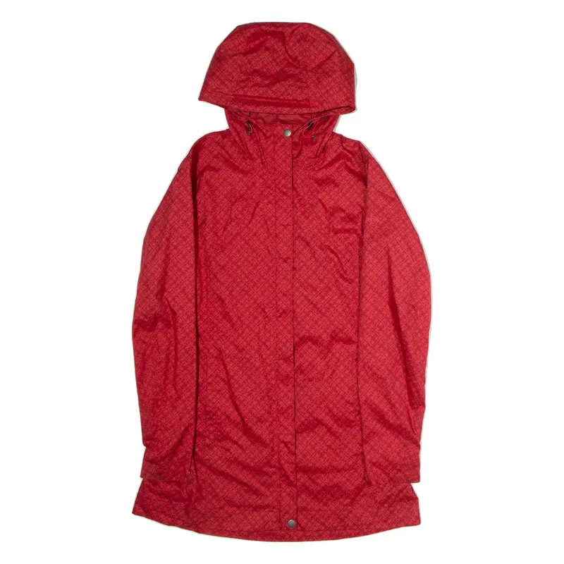 COLUMBIA Mens Rain Jacket Red Nylon Hooded Diamond S