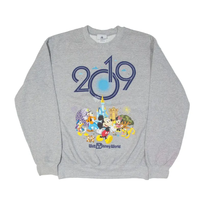 DISNEY WORLD 2019 Mickey Mouse Sweatshirt Grey Mens M