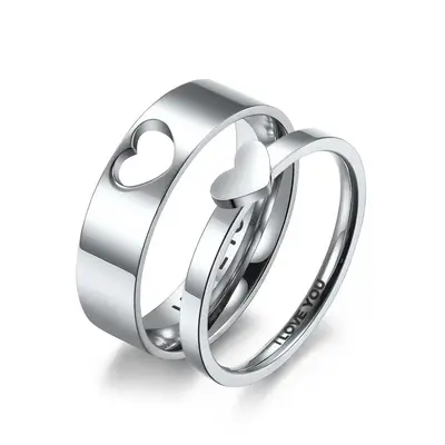 Heart-Shaped Hollow Couple Rings Simple and Fashionable Men and Women Ring Gift