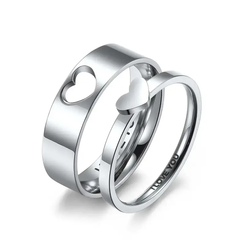 Heart-Shaped Hollow Couple Rings Simple and Fashionable Men and Women Ring Gift
