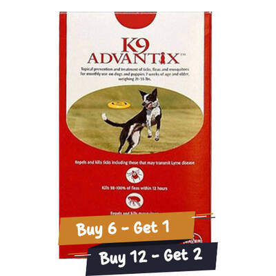 K9 Advantix Large Dogs 21-55 Lbs (Red) 4 Doses