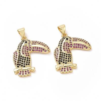 Brass Cubic Zirconia Bird Pendants