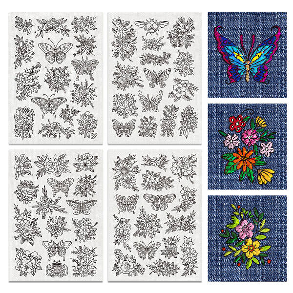 4 Sheets 11.6x8.2 Inch Stick and Stitch Embroidery Patterns
