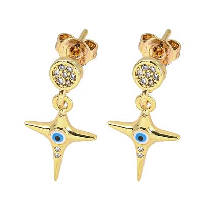 Star Real 18K Gold Plated Brass Dangle Stud Earrings