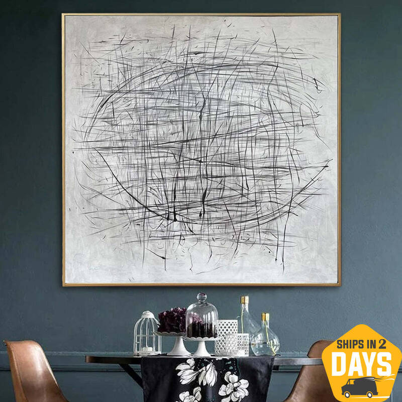 Extra Large Abstract Black And White Paintings On Canvas Modern Minimalist Art Textured Oil Painting Original Art | ROTATION ...