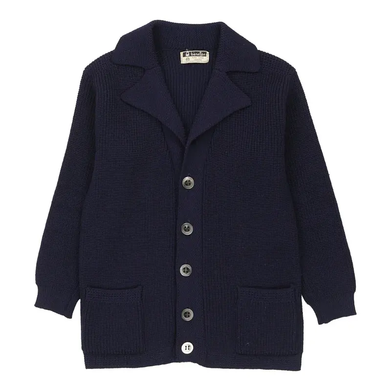 Benetton Cardigan - Medium Navy Virgin Wool