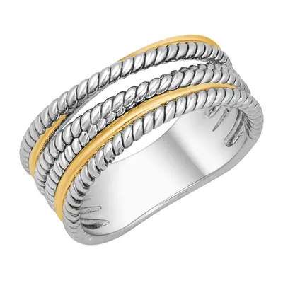 Mytys Two Tone Statement Rings for Women Wire Intertwined Design Band Ring Index Finger Rings Costume Jewelry