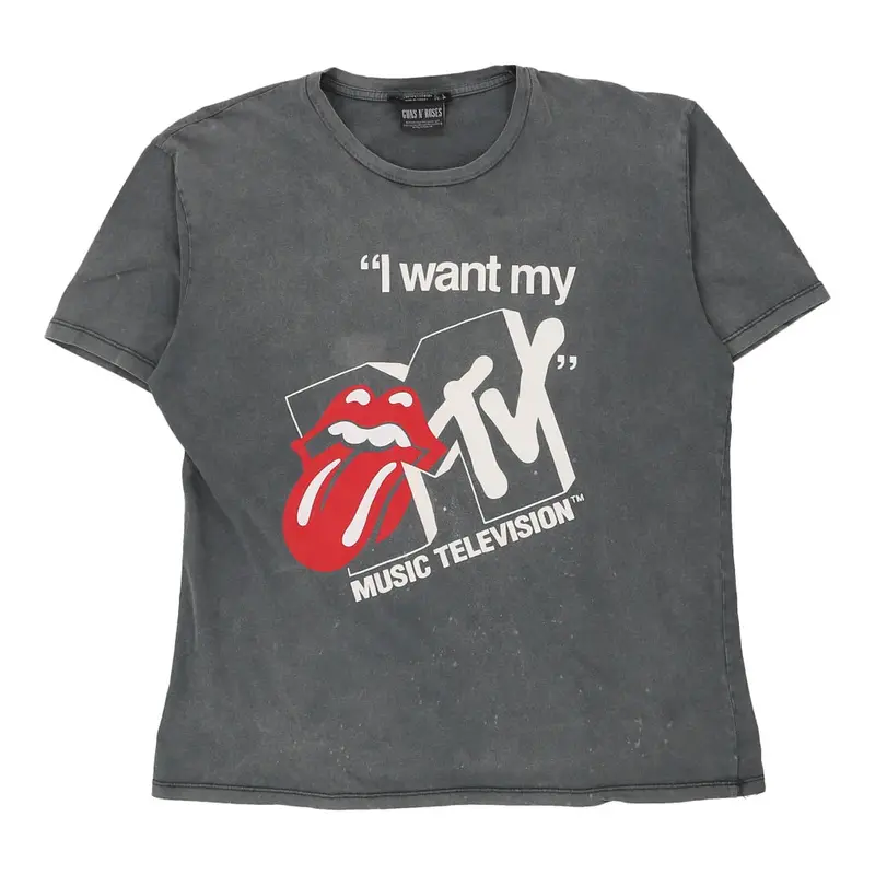 Guns N Roses Band T-Shirt - Large Grey Cotton