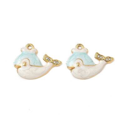 304 Stainless Steel Rhinestone Whale Pendants