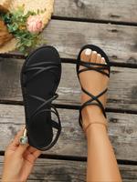 Women's Fashionable Cross Strap Flat Sandals, Casual Comfortable Slingback Sandals for Beach, Fashion Shoes for Party, Daily ...