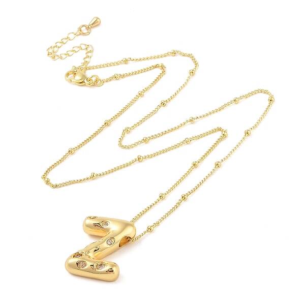 Brass Micro Pave Clear Cubic Zirconia Pendant Necklaces