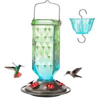 Kingsyard 24 Ounces Glass Hummingbird Feeder for Outdoor Hanging, 6 Feeding Ports, Bird Nectar Feeder for Garden Décor, Ant ...