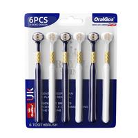 3-Sided Toothbrush - Three Bristle Travel Toothbrush | Modern Triple Angle Toothbrush, Non-Slip Sensory Triple Action Toothbr...