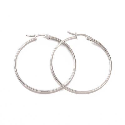 Tarnish Resistant 201 Stainless Steel Big Hoop Earrings with 304 Stainless Steel Pins for Women