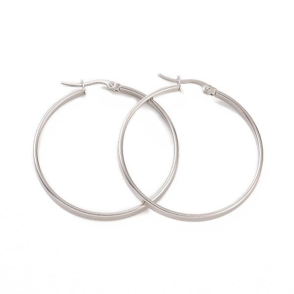 Tarnish Resistant 201 Stainless Steel Big Hoop Earrings with 304 Stainless Steel Pins for Women